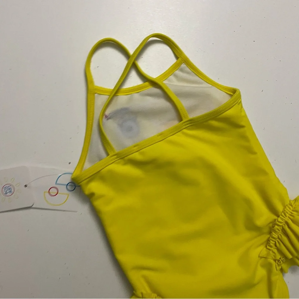 Flapdoodles Swimsuit One Piece Ruffle Toucan Bird Flowers Tropical Beach Yellow